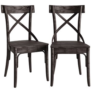 3D model Bistro Distressed Wood Dining Chair