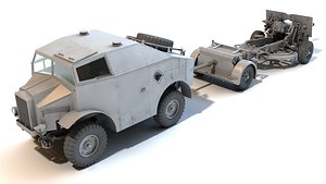 QUAD with ordnance QF 25-pounder gun 3D model