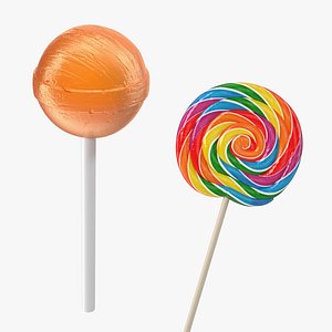 lollipops orange swirl 3D model