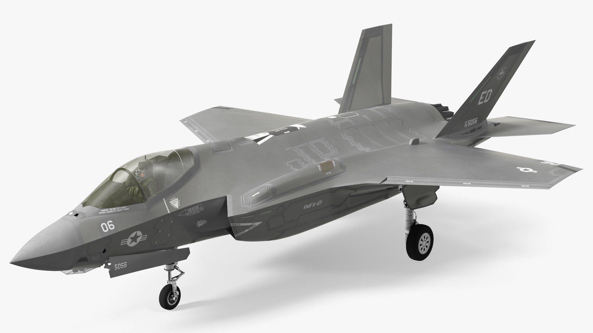 Stealth Multirole Fighter F 35 Lightning II With a Pilot Gesture Ok 3D model preview