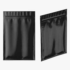 Glossy Black Sachet Pouch Mockup 3D model