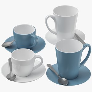 3D Mugs Set model