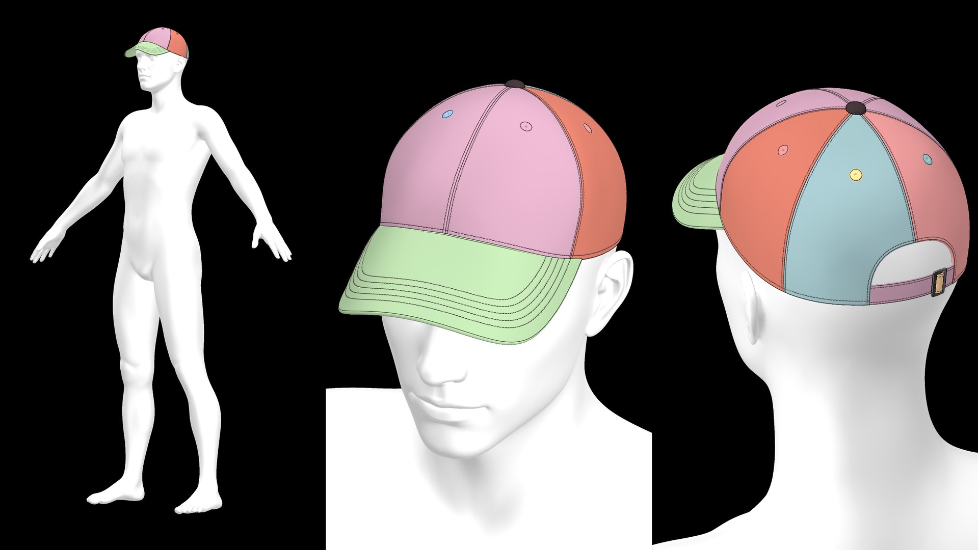 3D CASUAL CAPS PACK Genesis 8 Male Zpac Obj Fbx Highpoly Model ...