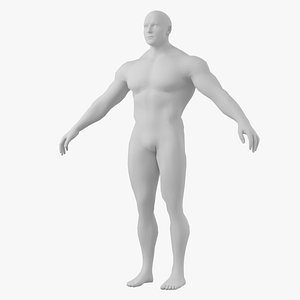Bodybuilder Male Base Mesh in A-Pose 3D model