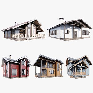 3D model Set of five houses
