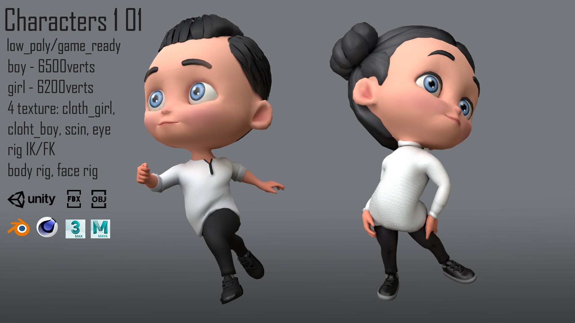Characters Kids 1 02 Model - TurboSquid 1827749