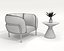 Sillón y mesa de centro modernos de lujo nórdicos tapizados en tela.