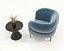 Sillón y mesa de centro modernos de lujo nórdicos tapizados en tela.