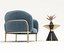 Sillón y mesa de centro modernos de lujo nórdicos tapizados en tela.
