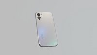 A conceptual 3D silver smartphone