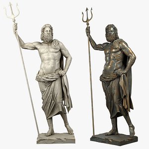 3D poseidon sculpture bronze model