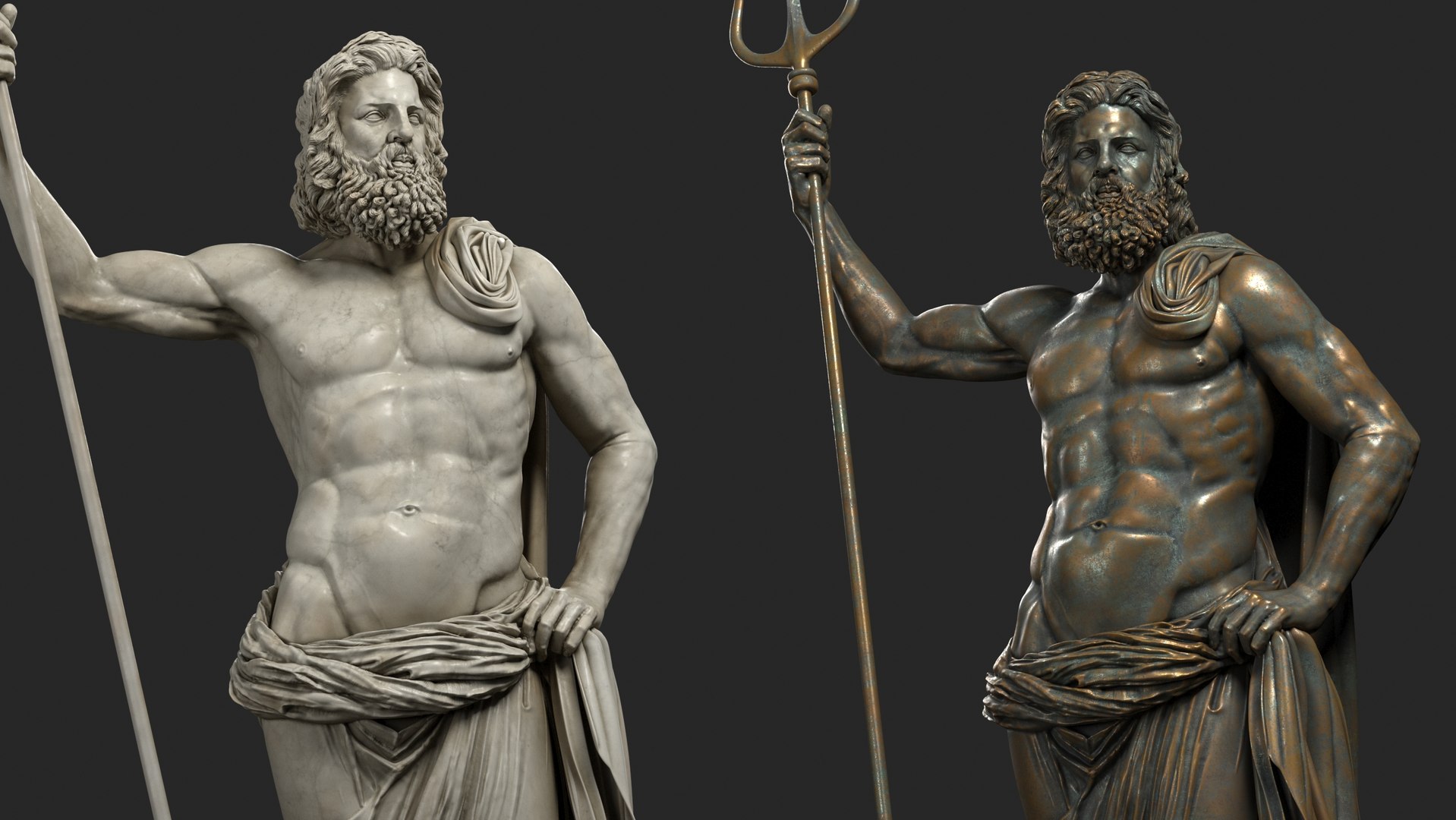 3D Poseidon Sculpture Bronze Model - TurboSquid 1337751