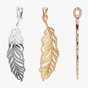 3D Feather Pendant model