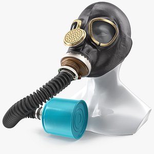 Gas Mask GP5 with Long Hose Rigged for Maya