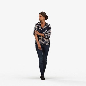 3D Basics0631 - A set containing 5 models of male and female adults walking in casual attire in public model