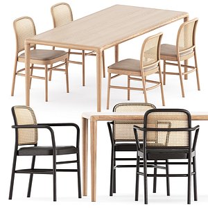 3D The bent chairs and Lyon table model