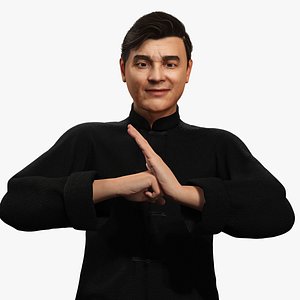 3D model Realistic Asian Kung Fu Master Male Character