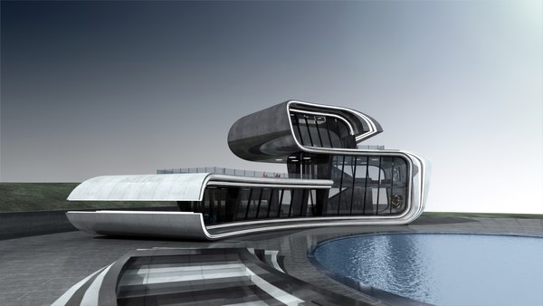 3D модель Futuristic Building 02 - TurboSquid 2029184