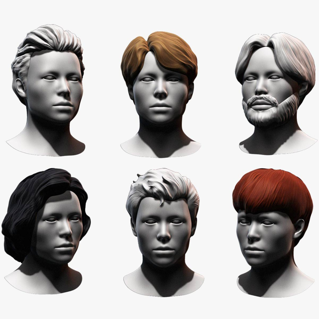 Hair Low Poly Male Hairstyle Kitbash 3D Model TurboSquid 1832507