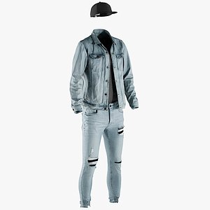 Men's Jeans with Jacket, Thsirt and Cap 12