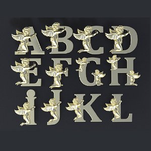 Alphabet stud-earrings 3D print or CNC model