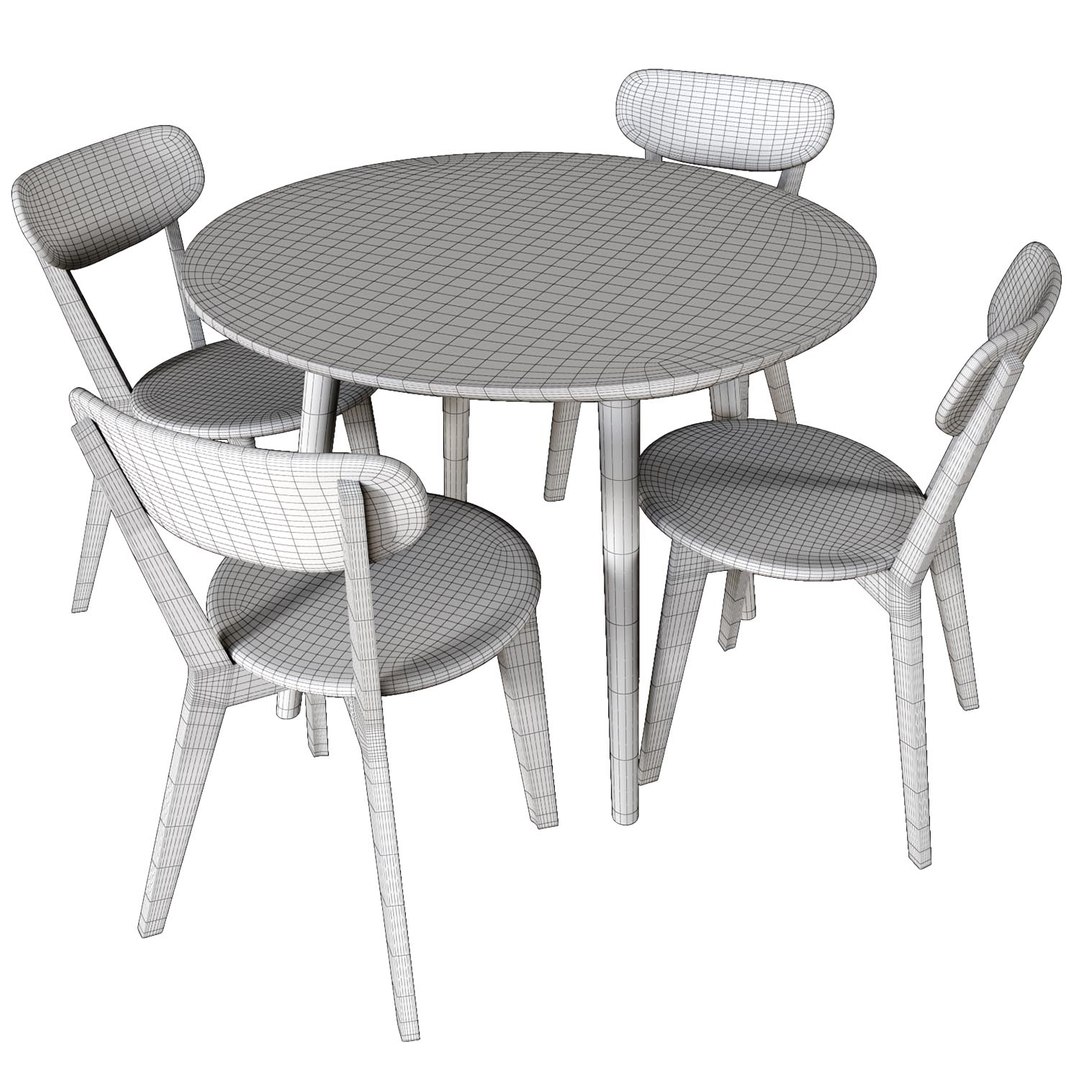 3d Dion Parquet Round Dining Table And Luca Oslo Dining Chairs Black Model Turbosquid 1880161 