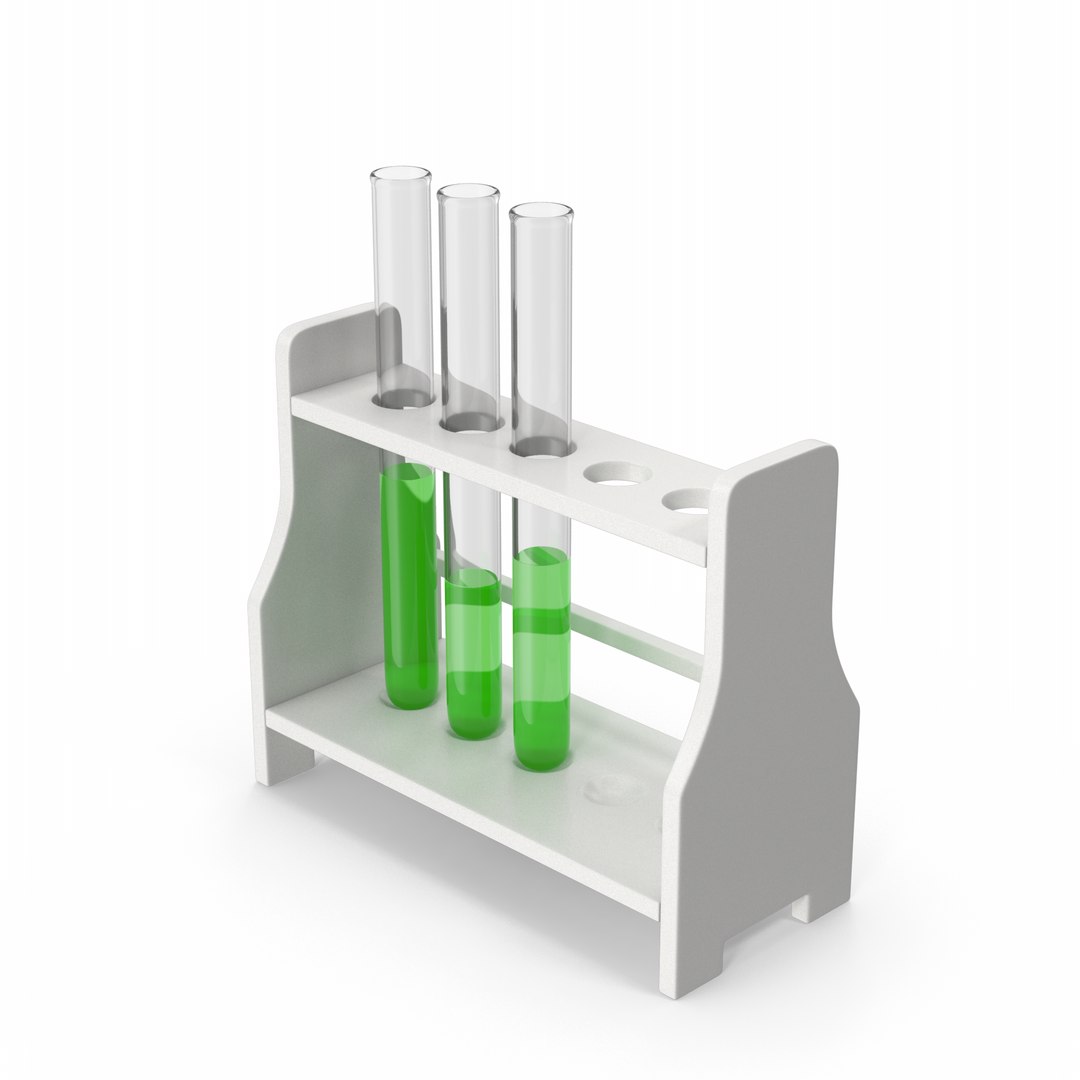 3D Test Tube Rack With Tubes Model - TurboSquid 2003170