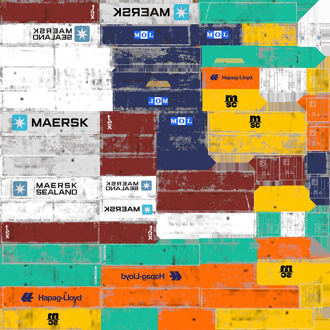 3D Colorful Maersk Cargo Shipping Containers Stacked https://p.turbosquid.com/ts-thumb/0E/tXBLrQ/Ei/1778378_1/jpg/1634033714/1920x1080/fit_q87/030b7580e6953828194f957a4f0d3ba6f6118bb5/1778378_1.jpg
