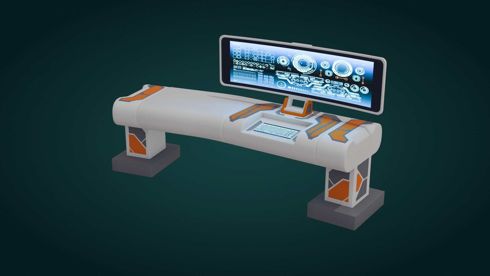 3D Sci-Fi Workspace - Low Poly - Game Ready - PBR Model - TurboSquid ...