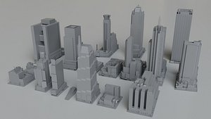 3D 17 NYC Times Square Buildings Collection Pack model