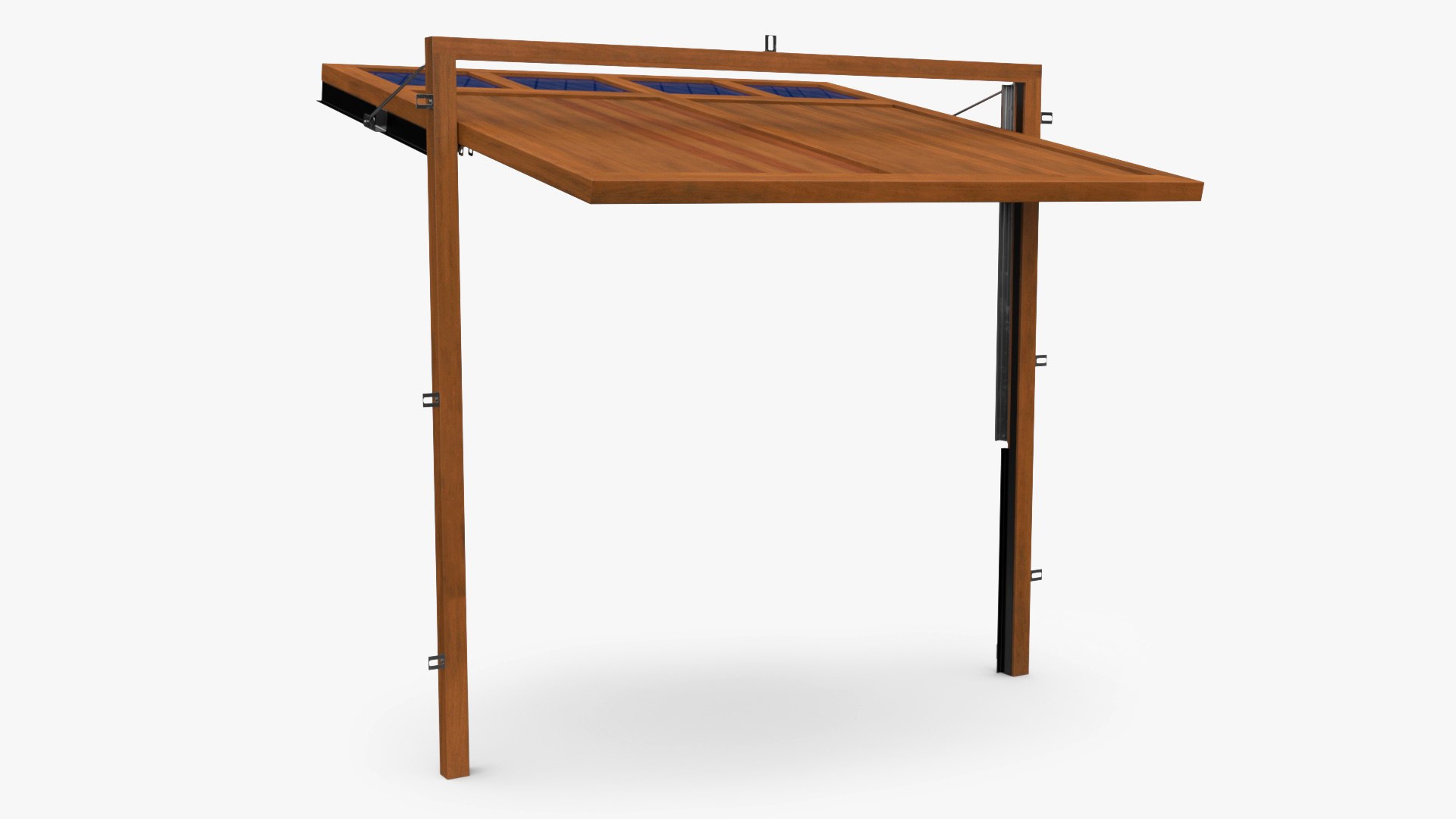Wooden Sliding Driveway Gate Open 3D model preview