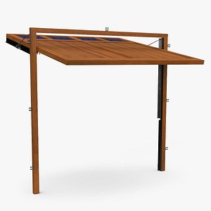 Wooden Sliding Driveway Gate Open 3D model