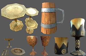 Low Poly Banquet Utensils Bundle
