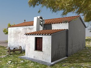low-poly country church reparata 3D