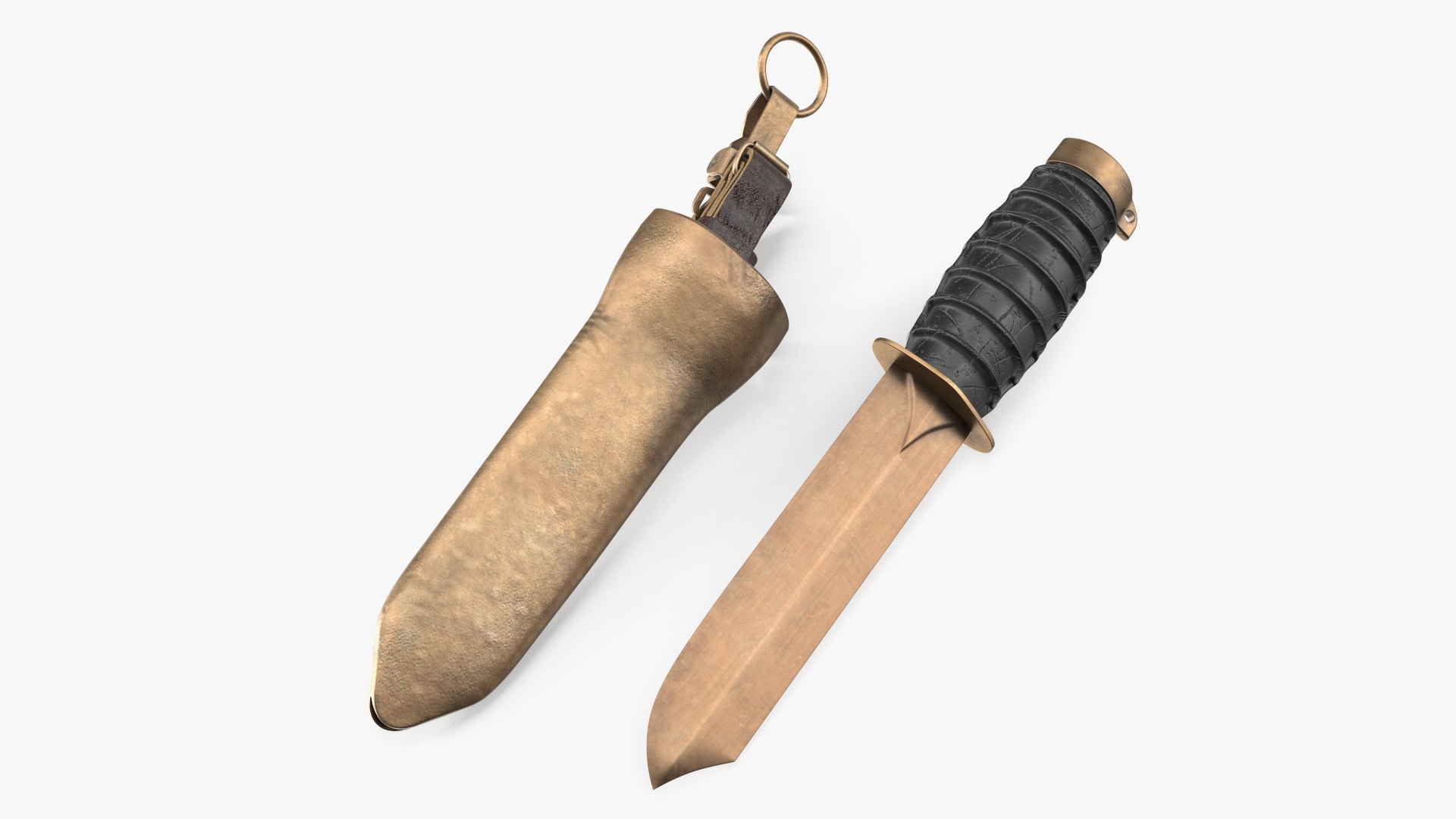 Aged Antique Diving Knife 3D model preview