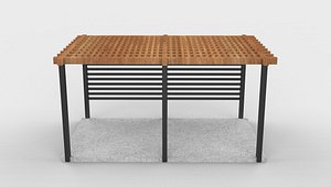 Wooden Picnic Shelter 04 3D model 3D model