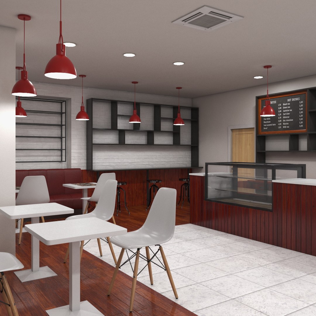 Modern Coffee Shop 3D model preview