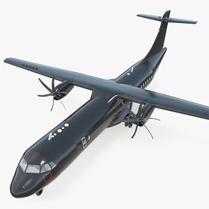 Maritime Patrol Aircraft with Twin Turboprops Black Simplified model