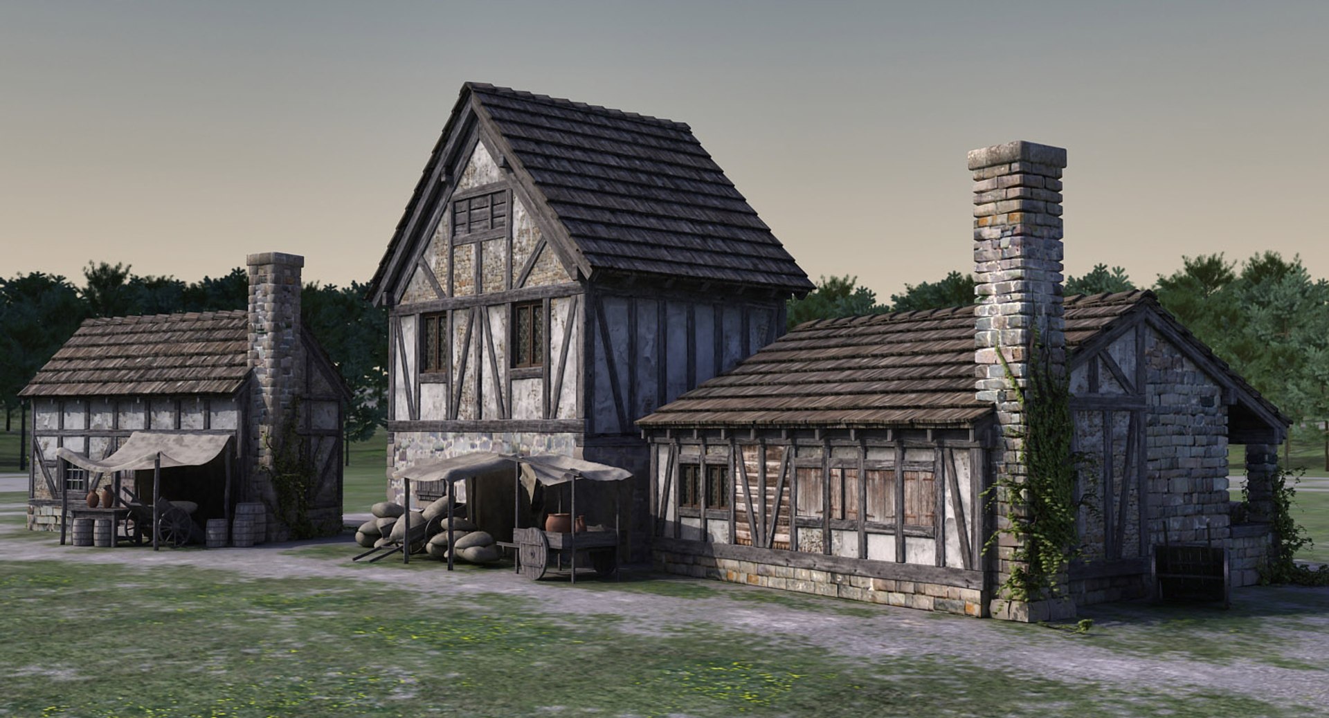 3D medieval town village model - TurboSquid 1197957