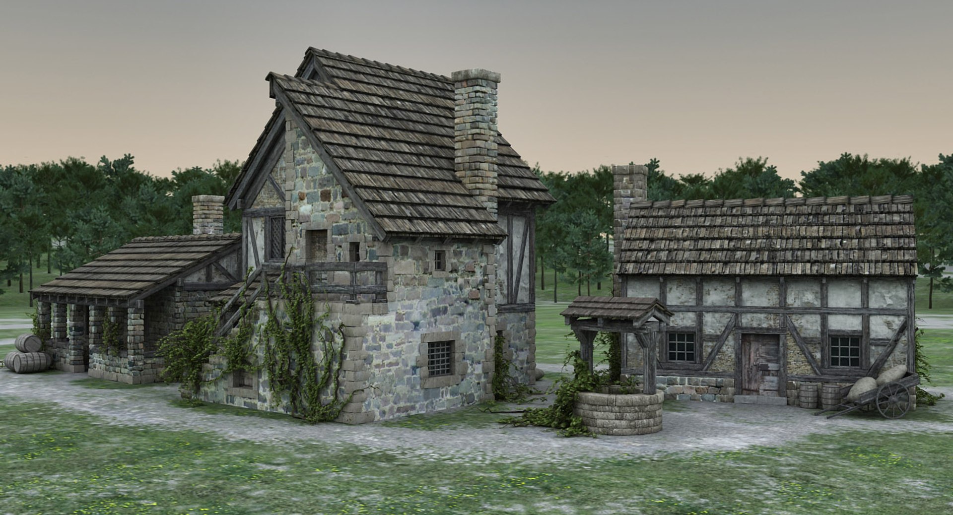 3D medieval town village model - TurboSquid 1197957