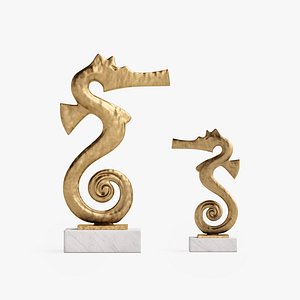 global seahorse sculptures gold 3d x