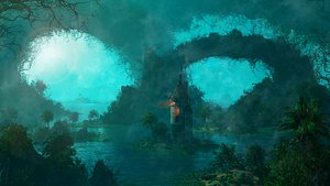 Fantasy Tower Oasis environment 3D model