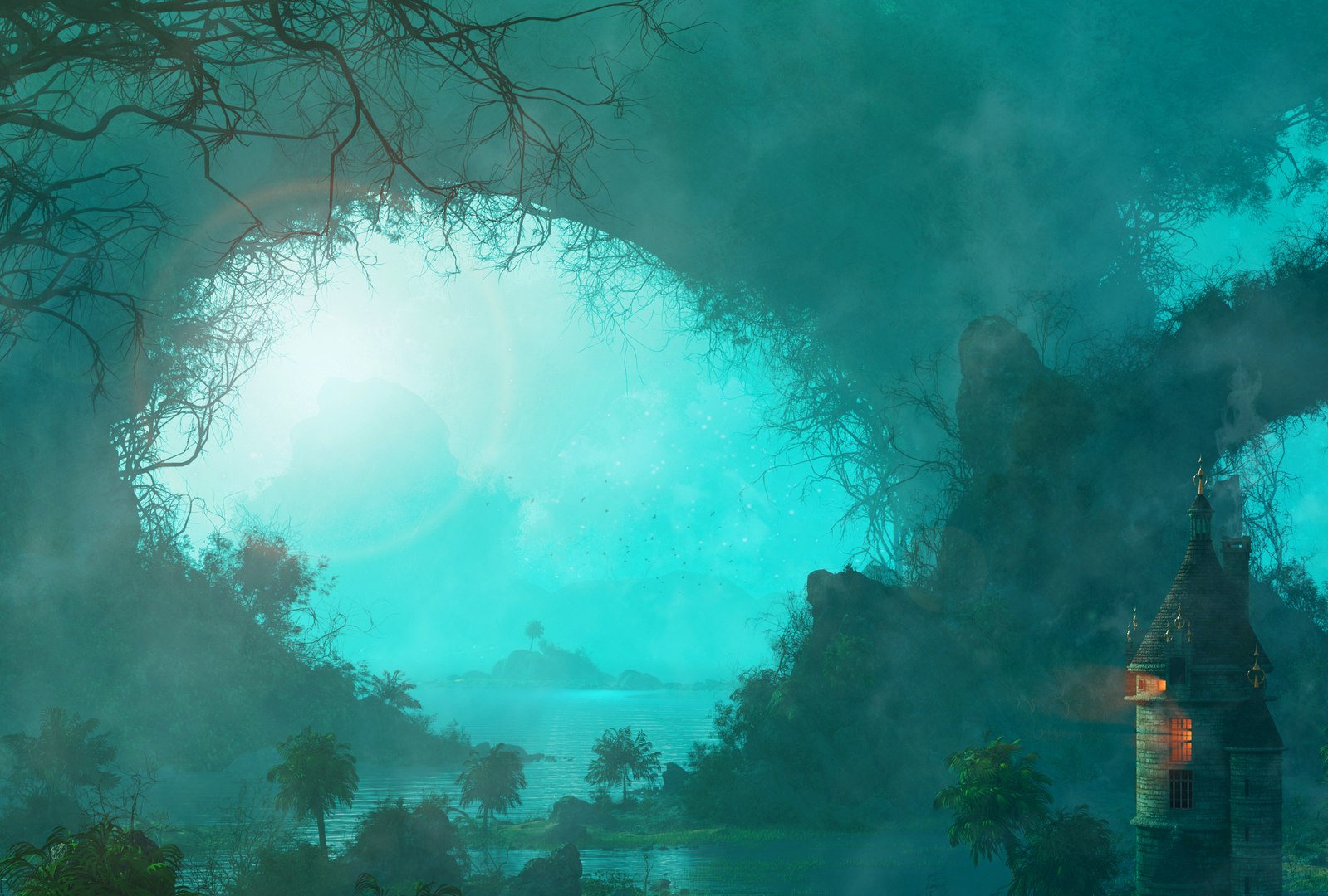 Fantasy Tower Oasis Environment 3D Model - TurboSquid 2150273
