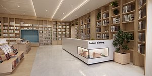 Bookstore Cafe Shop Interior-A9 3D model