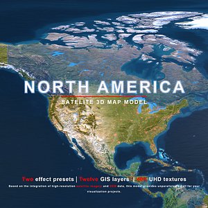 North America Map - 40K Realistic Satellite Terrain - Elevation