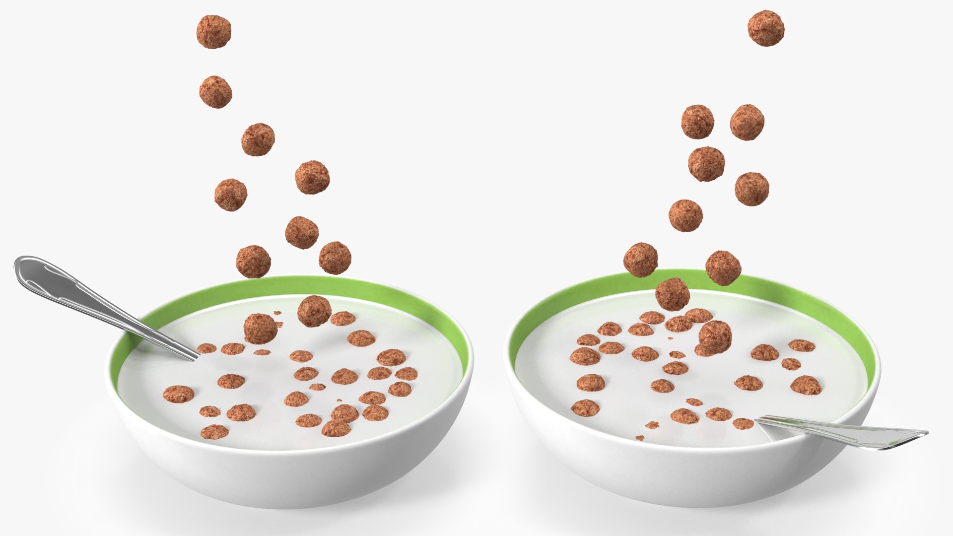Chocolate Balls Falling into Bowl with Milk 3D model preview