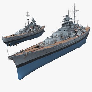 Heavy Warship with Waterline Stripe Paint Gray-Blue