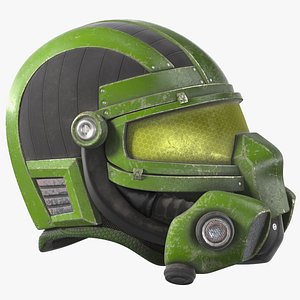 3D model SciFi Helmet Green Scratches