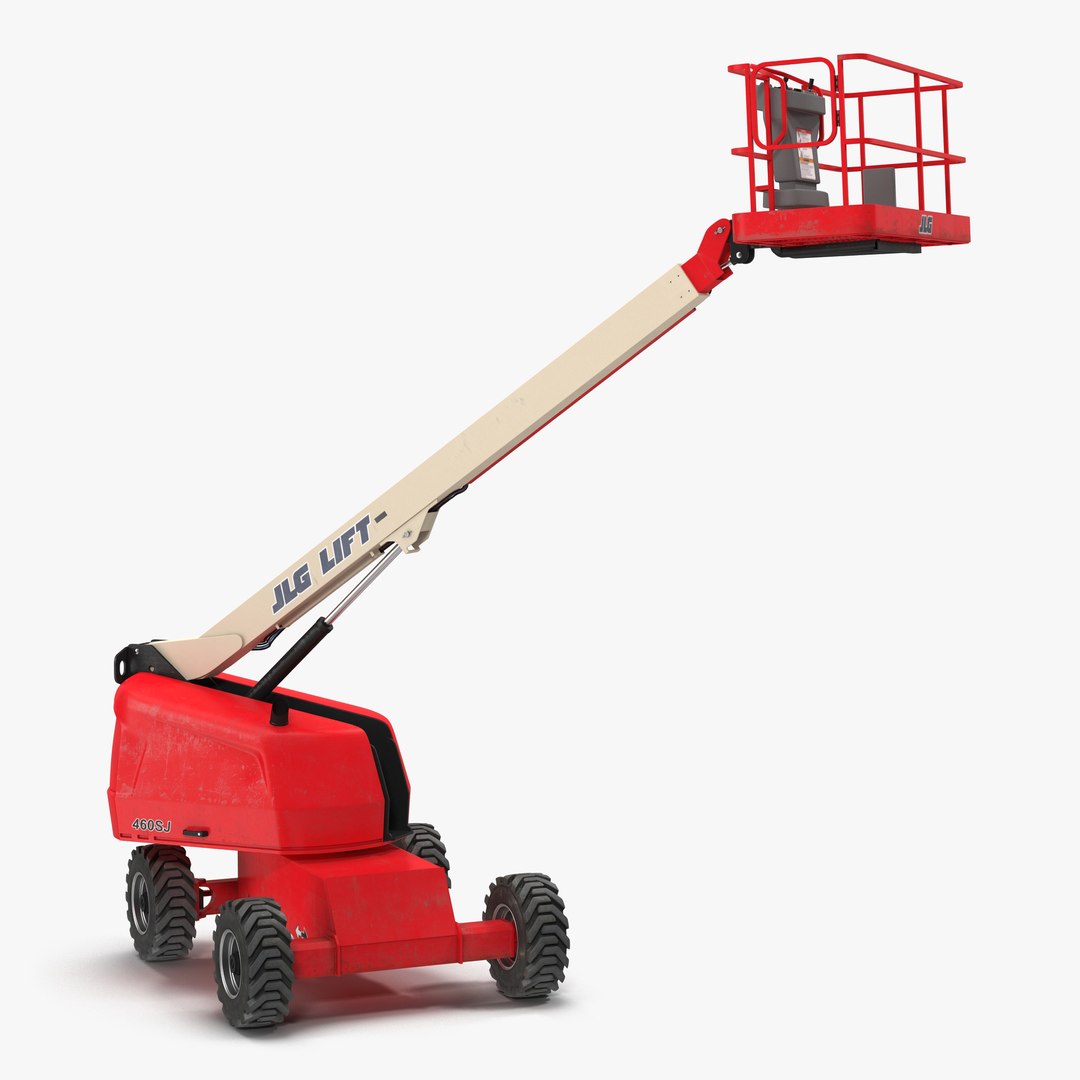 Telescopic Boom Lift JLG Red Rigged 3D Model 3D model preview