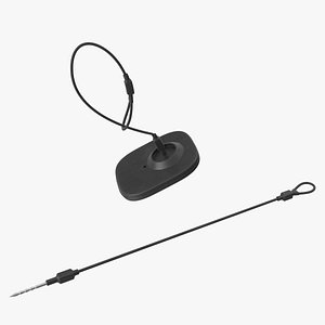 Clothing Security Tag With Cable 3D model